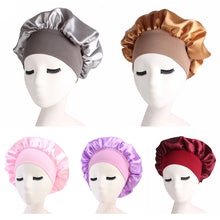 Load image into Gallery viewer, Women&#39;s Satin Solid Wide-Brimmed Sleeping Bonnet Soft Cap For Your Hair