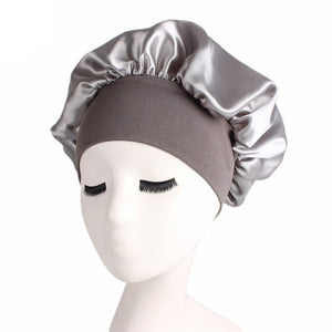 Women's Satin Solid Wide-Brimmed Sleeping Bonnet Soft Cap For Your Hair