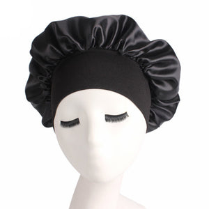 Women's Satin Solid Wide-Brimmed Sleeping Bonnet Soft Cap For Your Hair